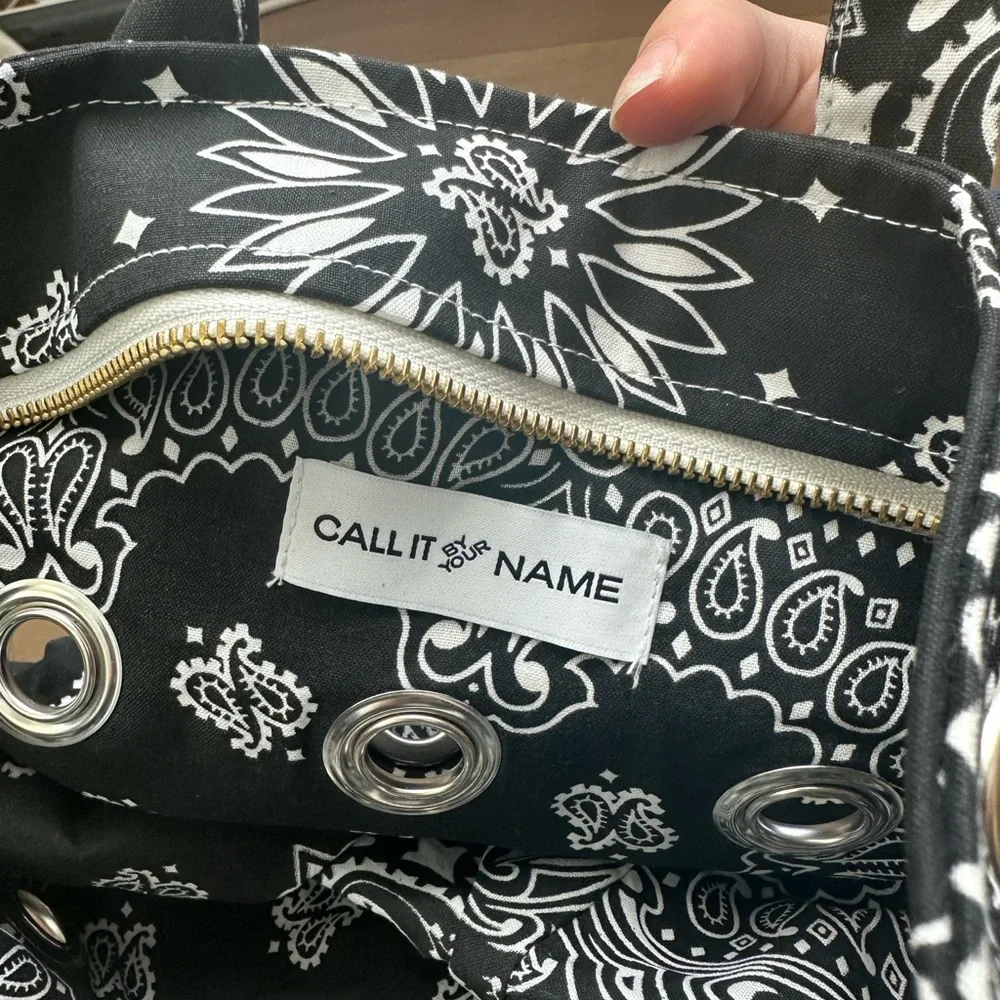 Bandana Eyelet Mini Tote Bag in Black - Picture 6 of 7